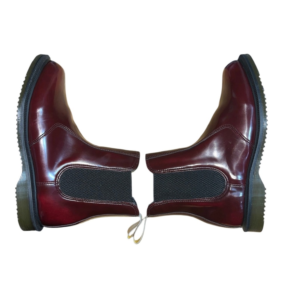 Dr. Martens Vegan Flora Chelsea Boots Womens 6 Cherry Red Glossy Pull On Boots - Picture 9 of 11